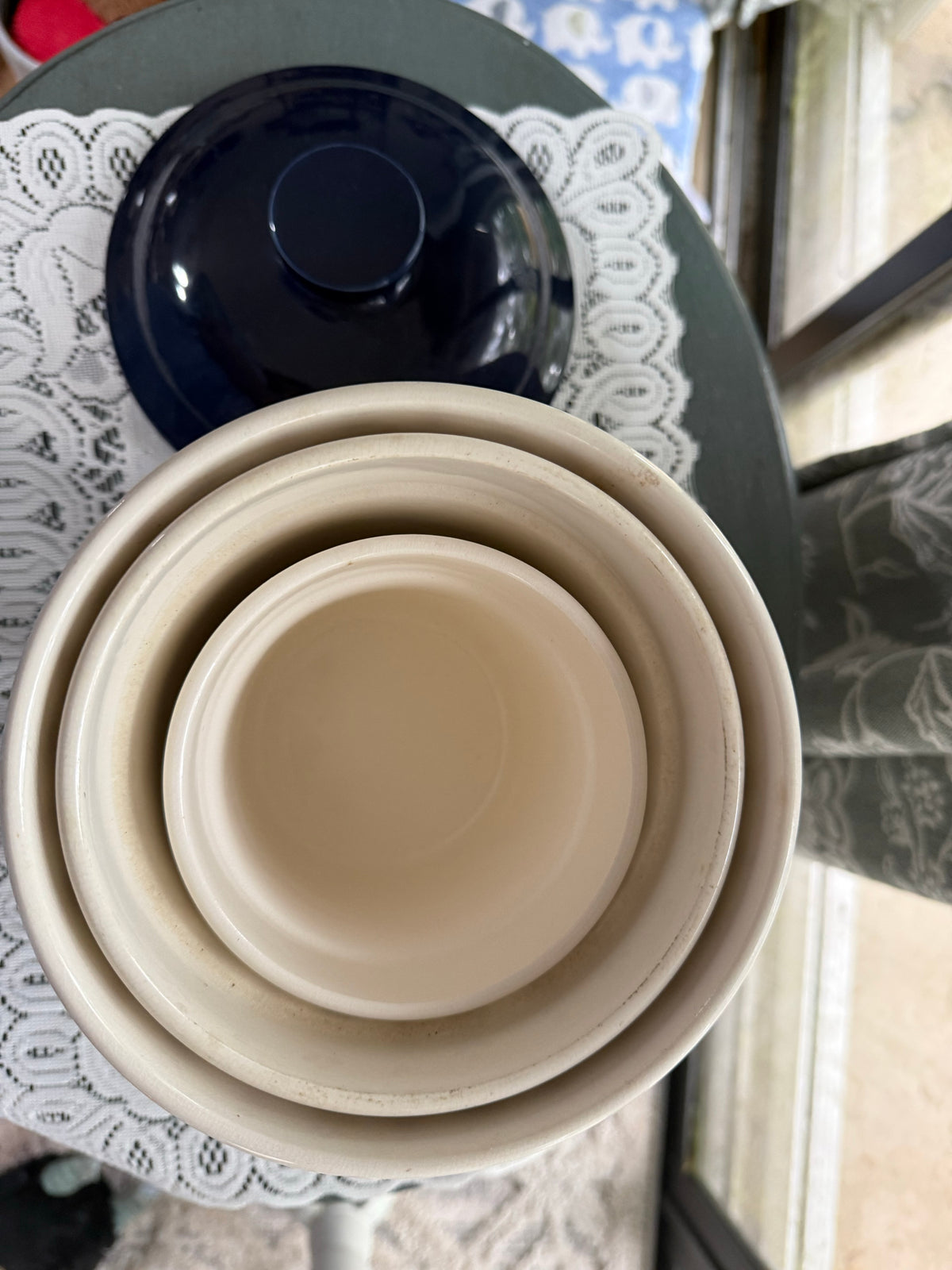Vintage 1983 JCPenney Country Borders Ceramic Canister Set – Cobalt Tulip – Japan