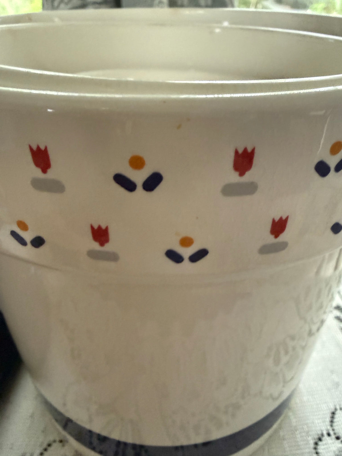 Vintage 1983 JCPenney Country Borders Ceramic Canister Set – Cobalt Tulip – Japan