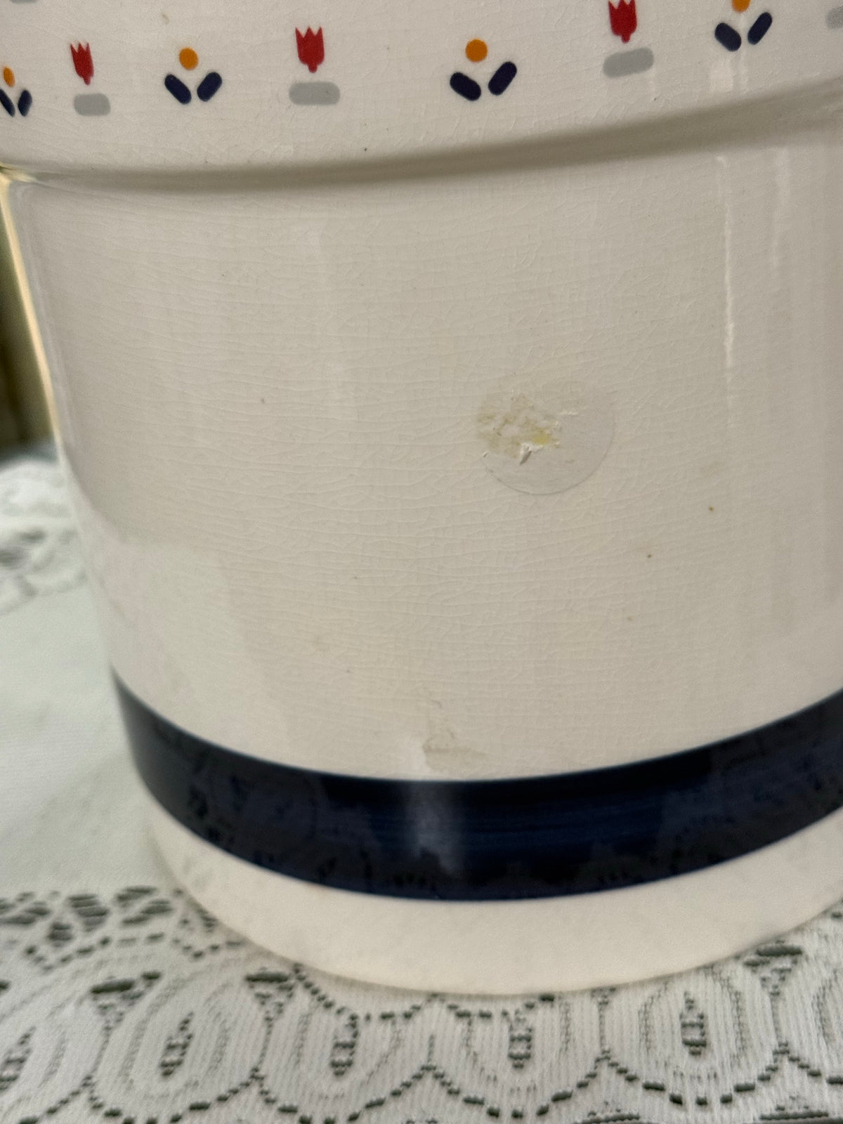 Vintage 1983 JCPenney Country Borders Ceramic Canister Set – Cobalt Tulip – Japan