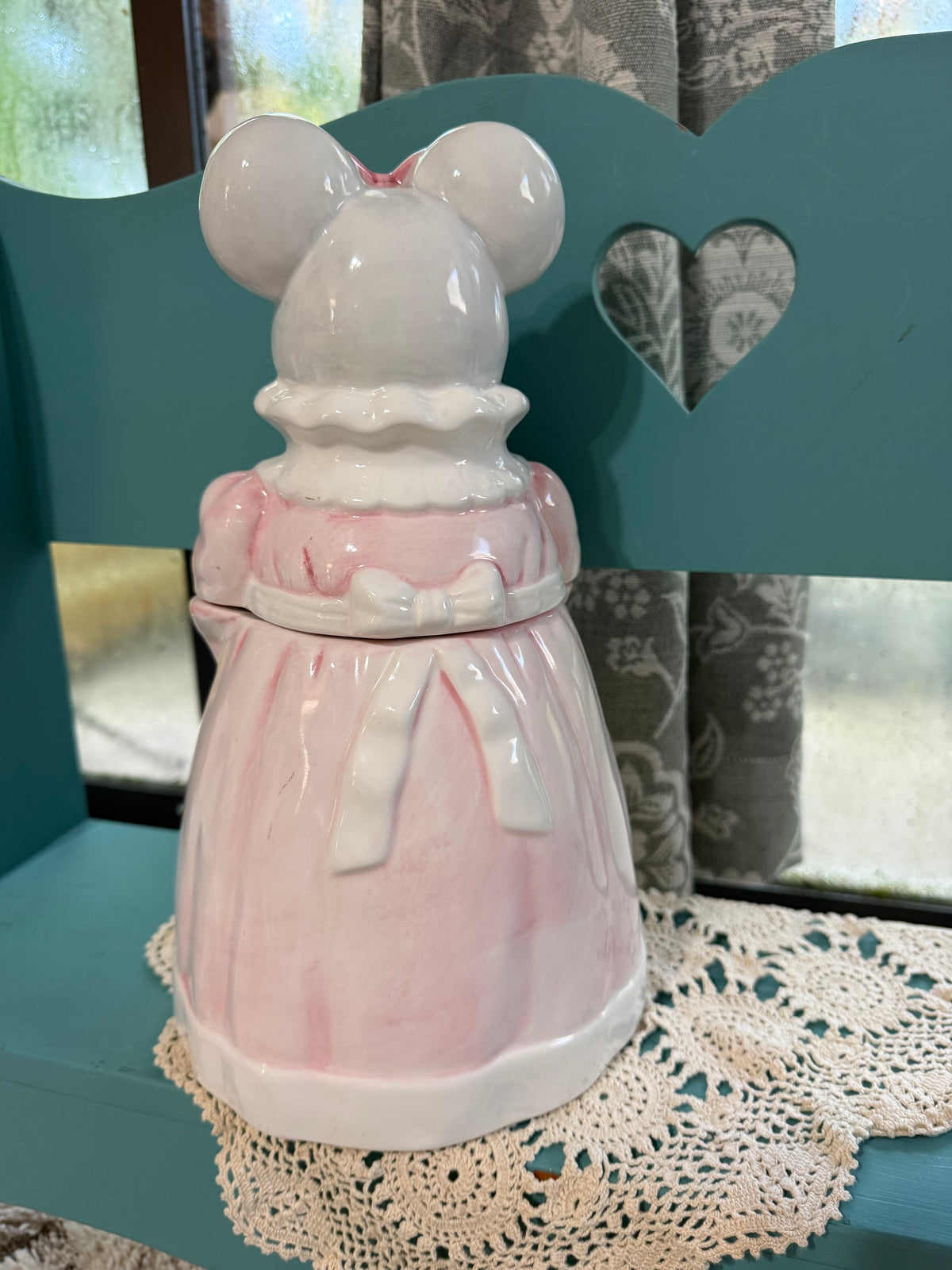 Vintage 1990 House of Lloyd Melinda Mouse Cookie Jar – Pink Teddy Bear