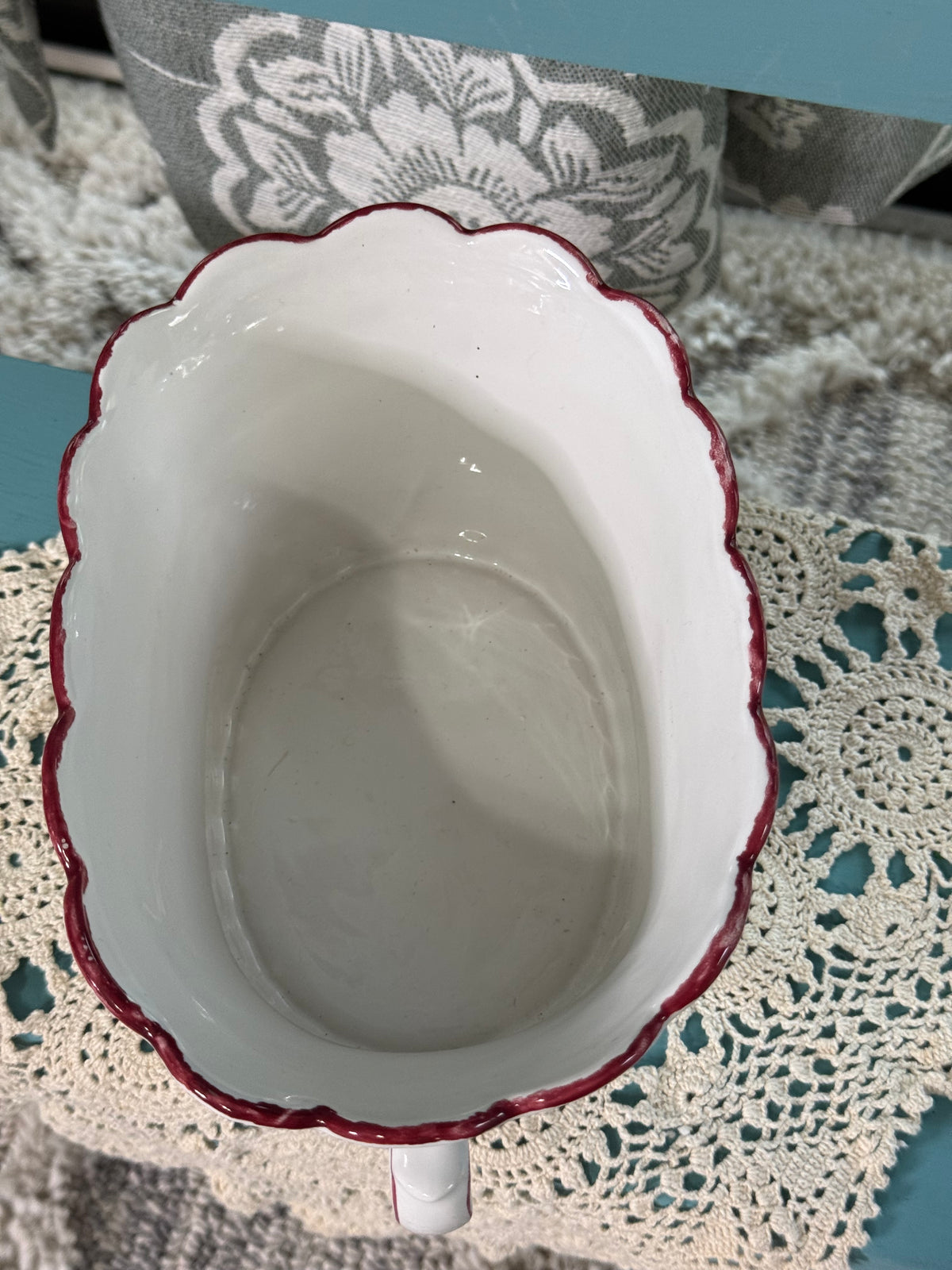 Vintage Andrea by Sadek Red Rose Double-Handle Cachepot Bowl – Thailand