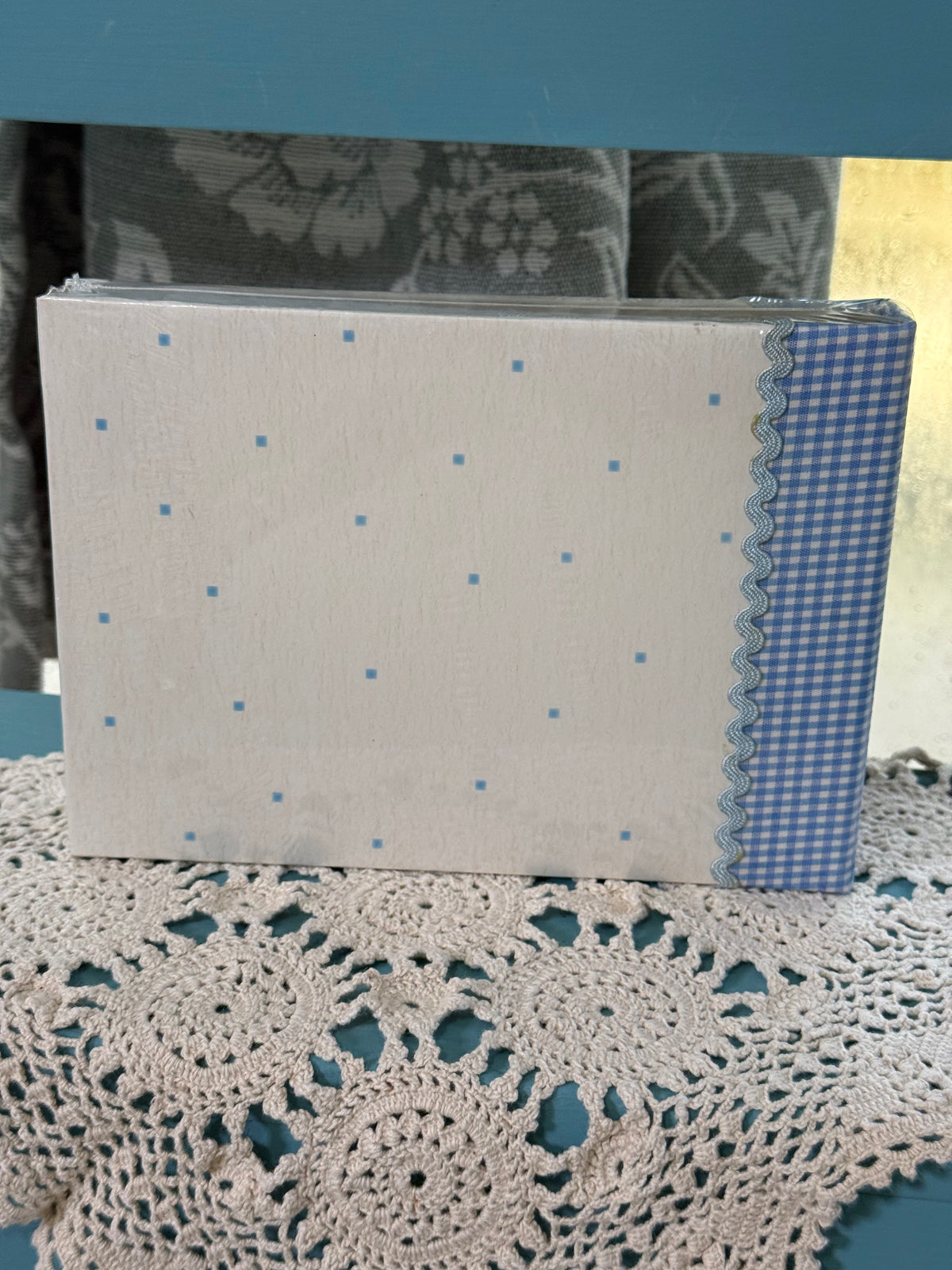 Sealed ‘Thank Heaven for Little Boys’ Teddy Bear Baby Photo Album – Blue Gingham
