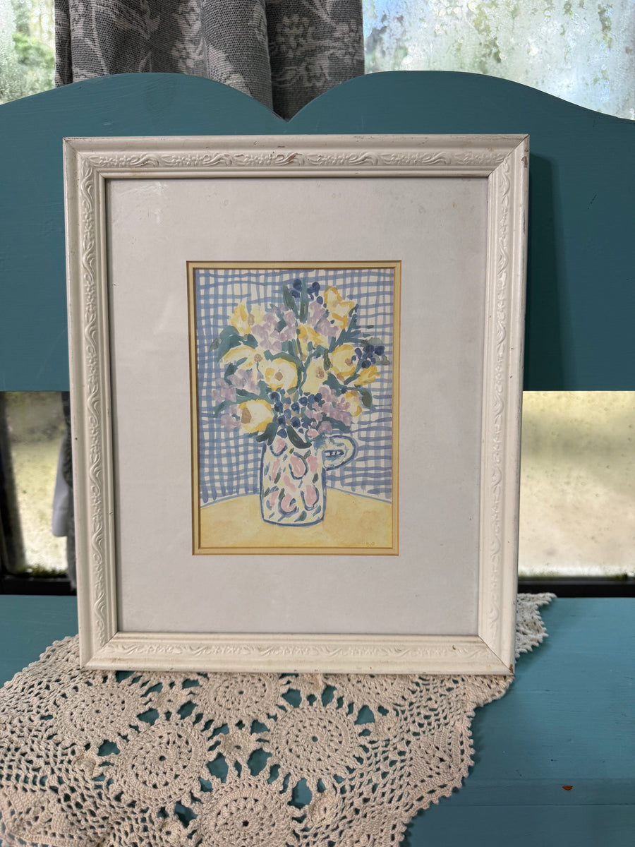 Gingham Floral Framed Print